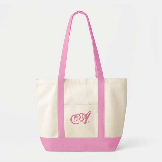 Monogram fancy two tone tote. Customise Monogram Tote Bag (Front)