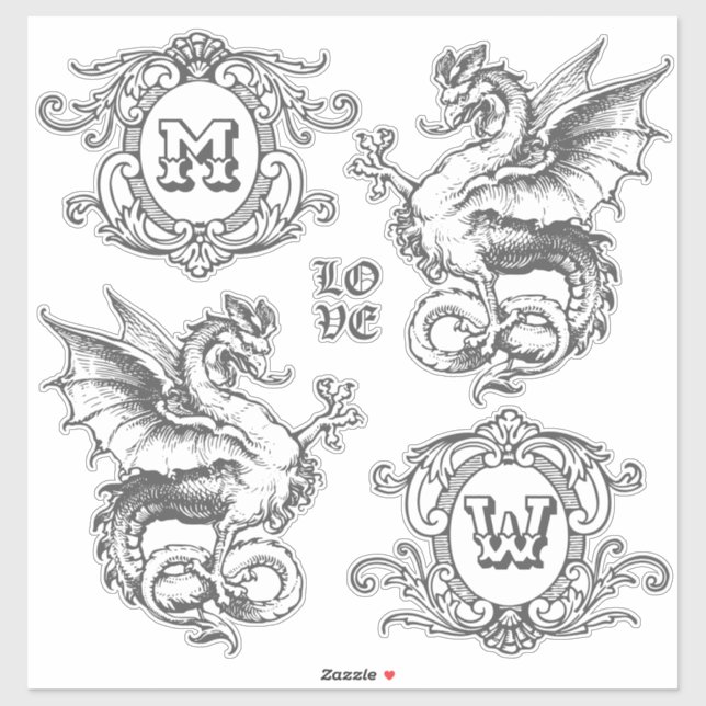 Monogram Fantasy Mediaeval Dragon Ornate Frames (Sheet)