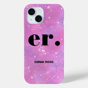 Monogram fantasy watercolor Stylish Modern Minimal iPhone 15 Case