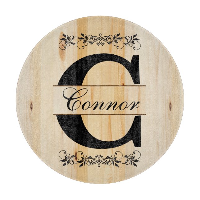 Monogram Faux Butcher Block Wood | DIY Text Cutting Board (Front)