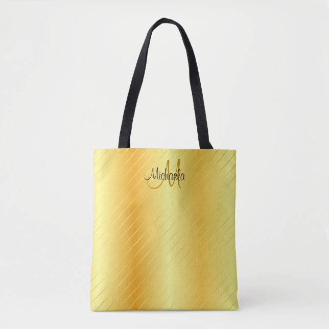 Monogram Faux Gold Elegant Modern Template Tote Bag (Front)