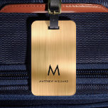 Monogram Faux Gold Metal Steel Styled Personalised Luggage Tag<br><div class="desc">Monogram Faux Gold Metal Steel Styled Personalised Luggage Tag</div>