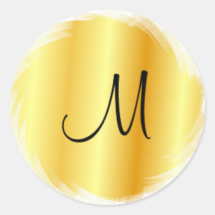 Monogram Faux Gold Modern Elegant Template Classic Round Sticker