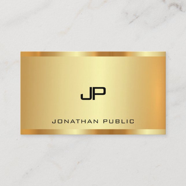 Monogram Faux Gold Modern Professional Luxury Business Card (Front)