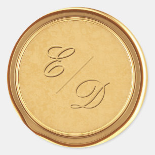 Monogram Faux Gold Wax Envelope Seal Sticker