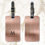 Monogram Faux Rose Gold Metal Steel Styled Custom Luggage Tag<br><div class="desc">Monogram Faux Rose Gold Metal Steel Styled Custom Luggage Tag</div>