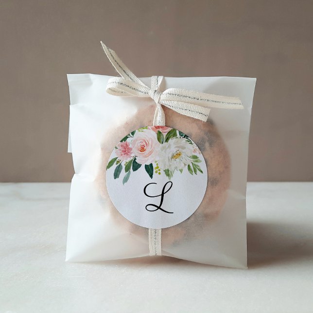 Monogram Favour Sticker, Classic Round Sticker (Creator Uploaded)