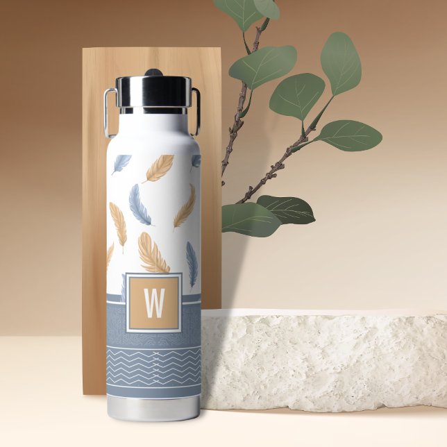 Monogram Feather Pattern Water Bottle (Creator Uploaded)