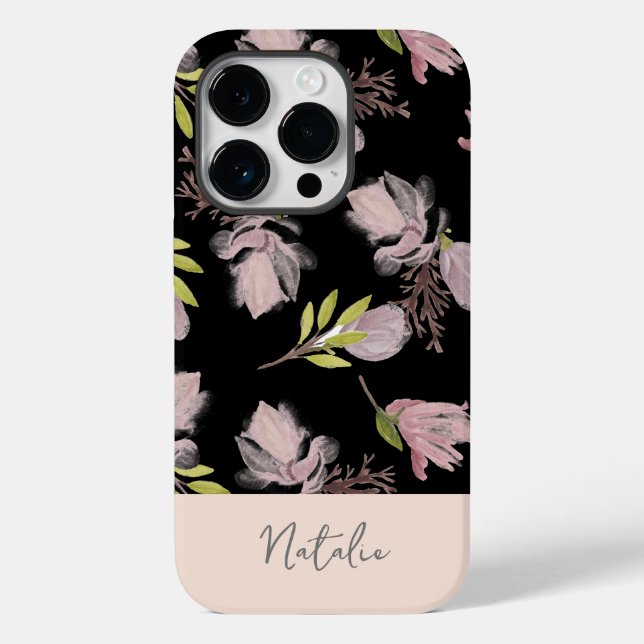 Monogram feminine lovely contrast black and pink Case-Mate iPhone case (Back)