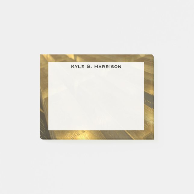 Monogram Feng Shui Gold Bullion Wealth Post-it Notes (Front)