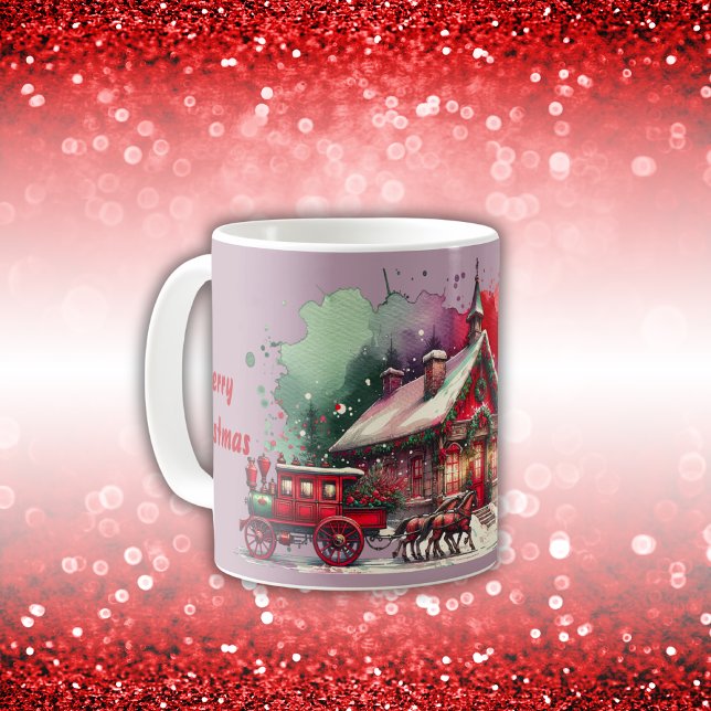 Monogram Festive Vintage Christmas on lilac | Coffee Mug (Creator Uploaded)