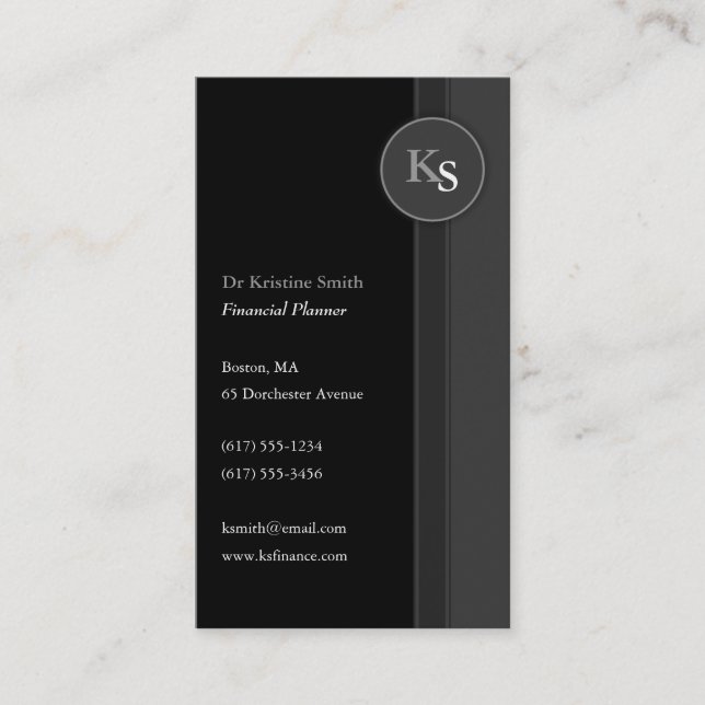Monogram  Financial Planner - Business Card (Front)