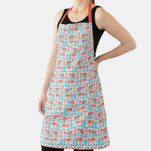 Monogram   Finnish Fox & Bird Folk Art Pattern Apron