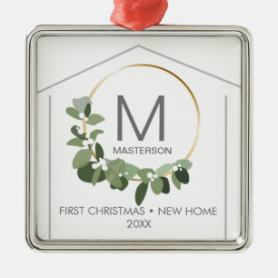 Monogram First Christmas in our New Home Metal Tree Decoration