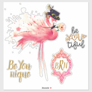 Monogram Flamingo "Be You tiful" Steampunk Vintage