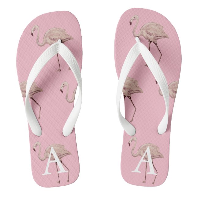Monogram Flamingo Pink Flip Flops (Footbed)