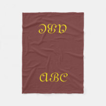 Monogram Fleece Blanket Dark Red with Gold