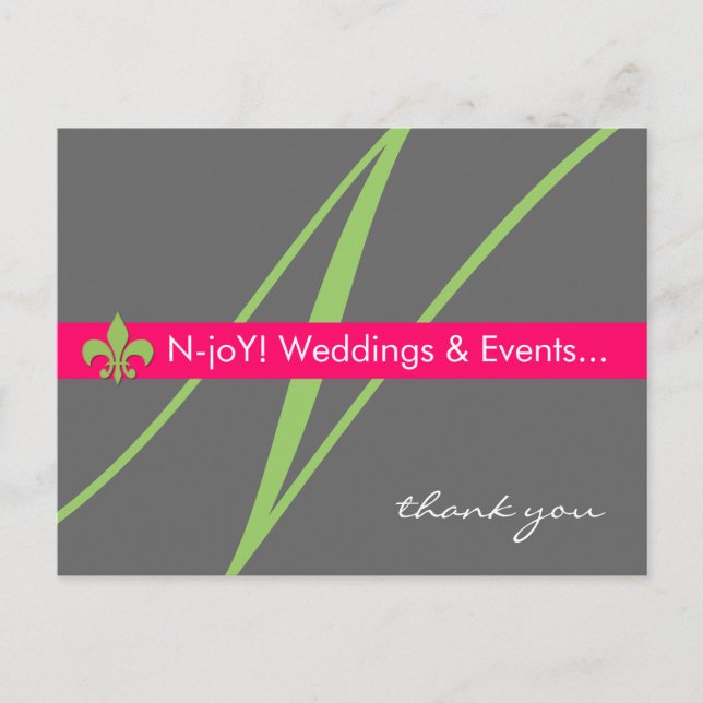 Monogram fleur de lis event planner postcard (Front)