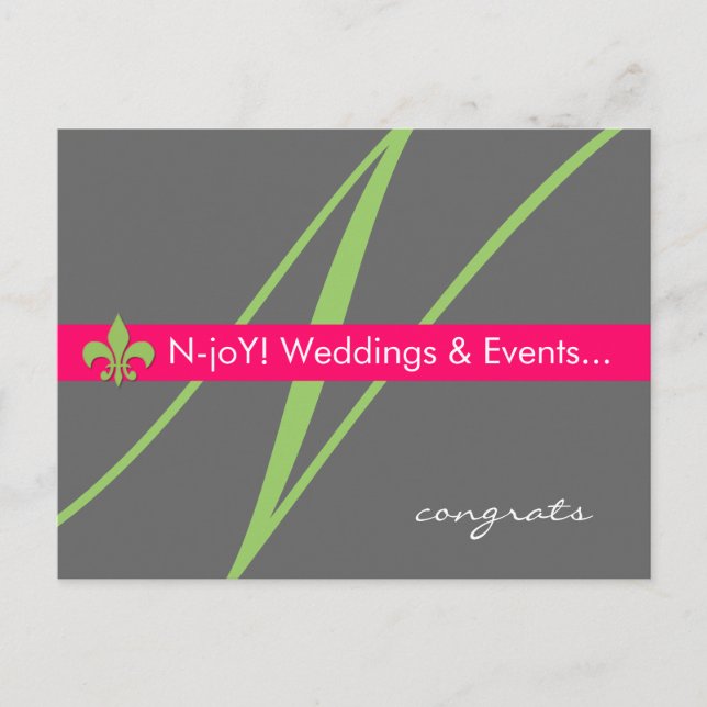 Monogram fleur de lis event planner postcard #2 (Front)