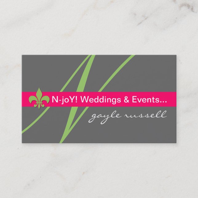 Monogram fleur de lis event planner profile card (Front)