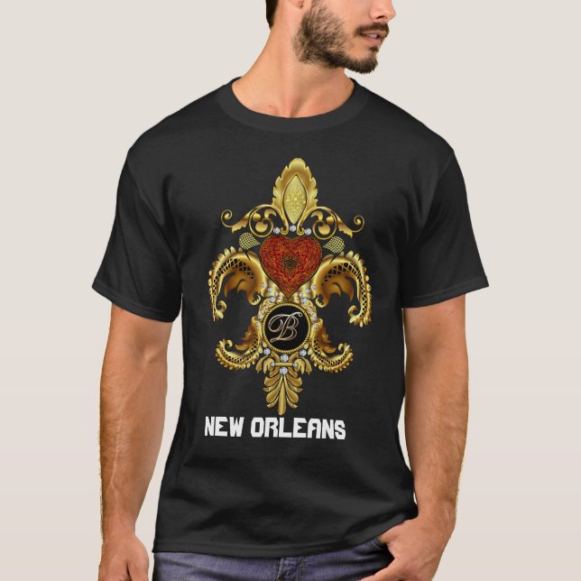 Monogram Fleur-de-lis Letter "B" Pick Your Style T-Shirt (Front)
