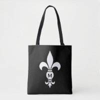 Monogram Fleur De Lis Modern Simple Black & White