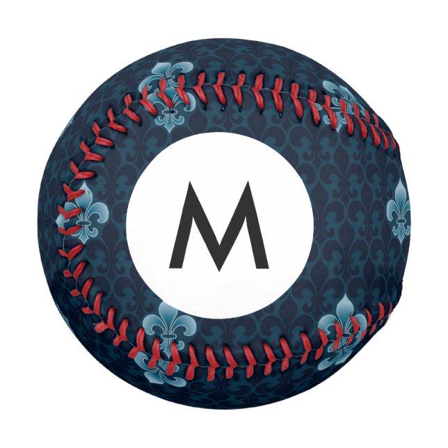 Monogram Fleur De Lis Pattern Baseball (Front Left)