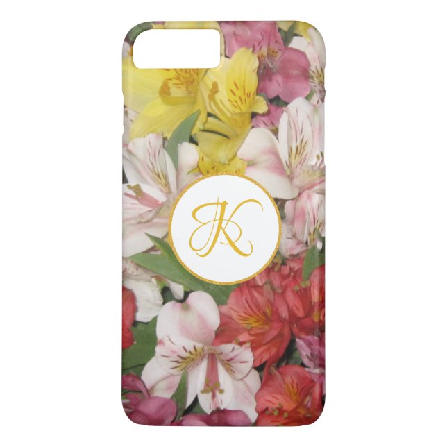 Monogram Floral Bouquet Design iPhone Case (Back)