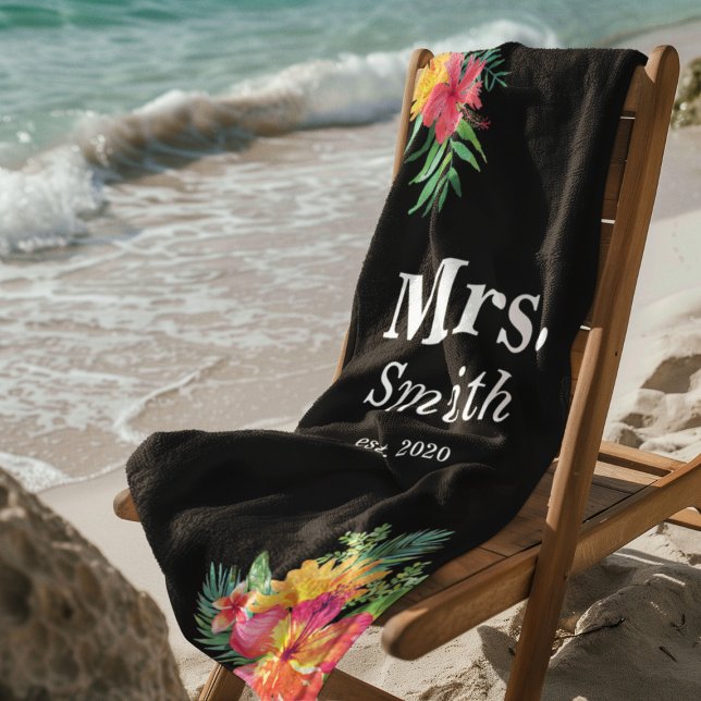 Monogram Floral Bridal Beach Towel (Creator Uploaded)