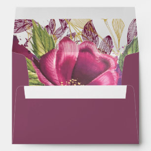Monogram Floral Burgundy Elegant Chic Envelope