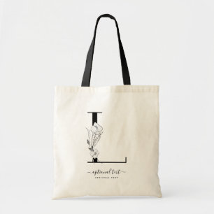 Monogram Floral Custom Tote Bag - Single Letter L