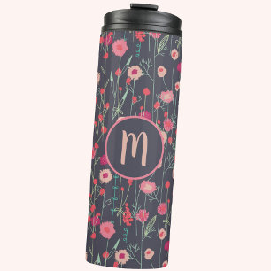 Monogram Floral Dark Thermal Tumbler