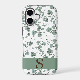 Monogram Floral Green Ivy Leaves & White