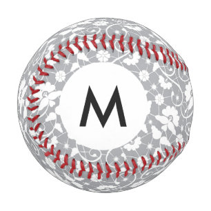 Monogram Floral Lace Pattern Baseball