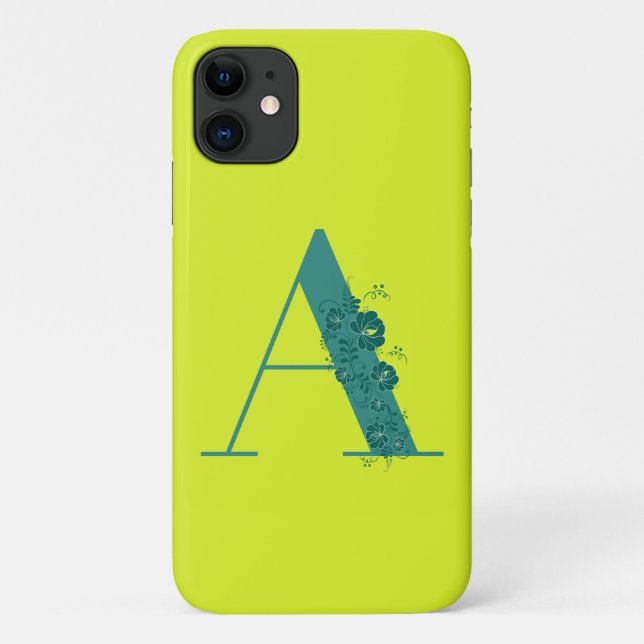 Monogram Floral Letter A iPhone Case (Back)
