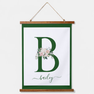 Monogram Floral Letter B Hanging Tapestry