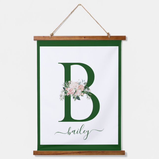 Monogram Floral Letter B Hanging Tapestry (Front)