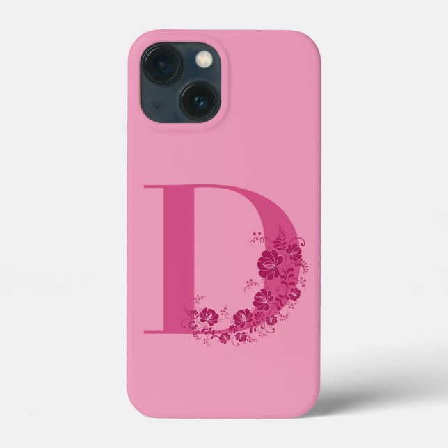 Monogram Floral Letter D iPhone Case (Back)