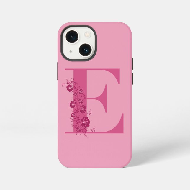 Monogram Floral Letter E iPhone Case (Back)