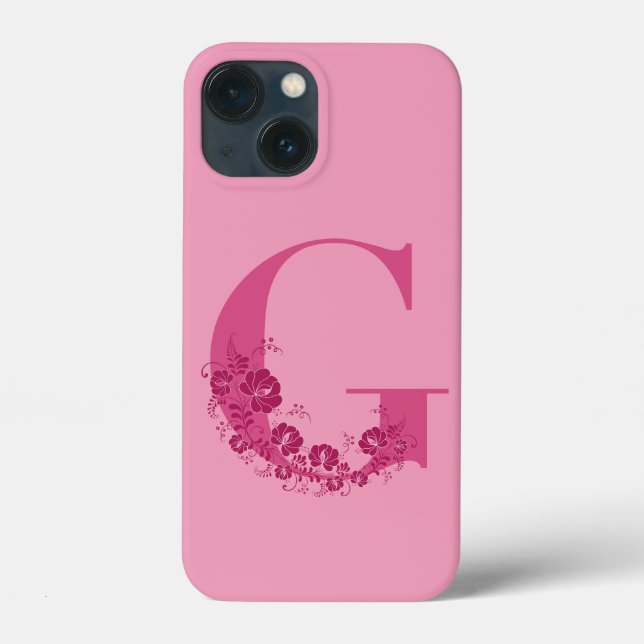 Monogram Floral Letter G iPhone Case (Back)