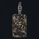 Monogram Floral Luggage Tag<br><div class="desc">Monogram Floral Luggage Tag. This stylish & elegant wildflower luggage tag features gorgeous hand-painted watercolor wildflowers arranged in a lovely pattern on a black background. Find matching items in the Black Boho Wildflower Wedding Collection.</div>