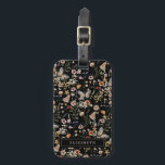 Monogram Floral Luggage Tag<br><div class="desc">Monogram Floral Luggage Tag. This stylish & elegant wildflower luggage tag features gorgeous hand-painted watercolor wildflowers arranged in a lovely pattern on a black background. Find matching items in the Black Boho Wildflower Wedding Collection.</div>