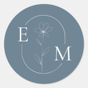 Monogram Floral Minimalistic Wedding Sticker