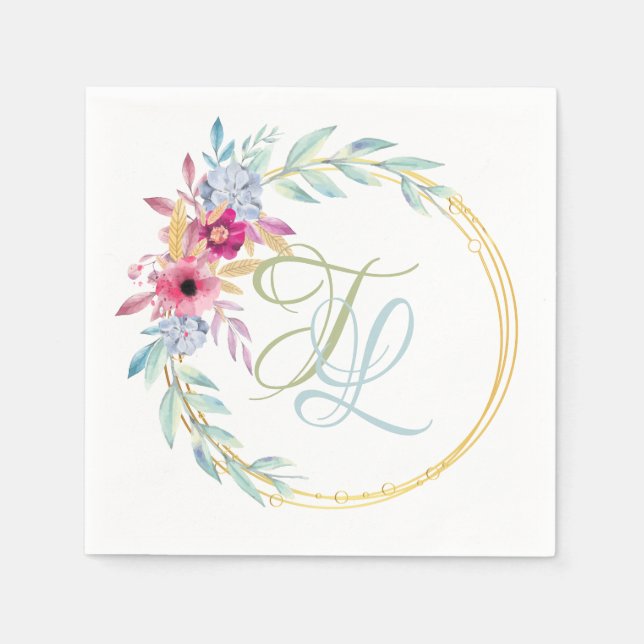 Monogram Floral Napkin (Front)
