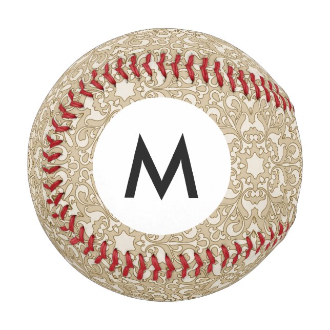 Monogram Floral ornate background Baseball (Front Left)