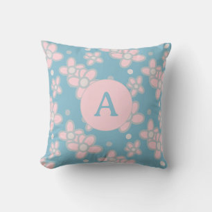 Monogram Floral Pastel Retro Cushion