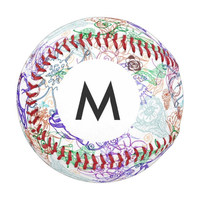 Monogram Floral Pattern 8 Baseball (Front Left)