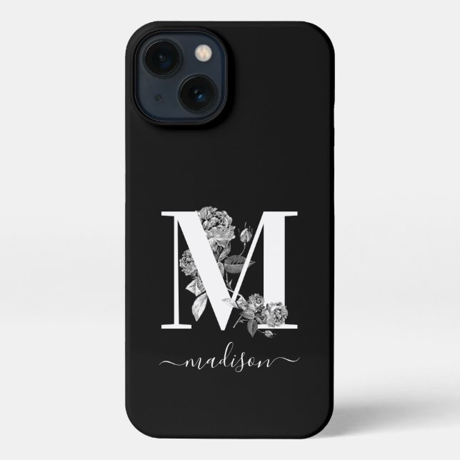 Monogram Floral Personalised iPhone Case (Back)