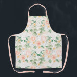Monogram Floral Pink Peach Green Apron<br><div class="desc">Pretty pink,  peach and sage green floral pattern.  So shabby chic cute.</div>
