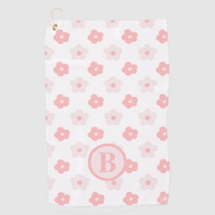 Monogram Floral Pink white Personalized Golf Towel